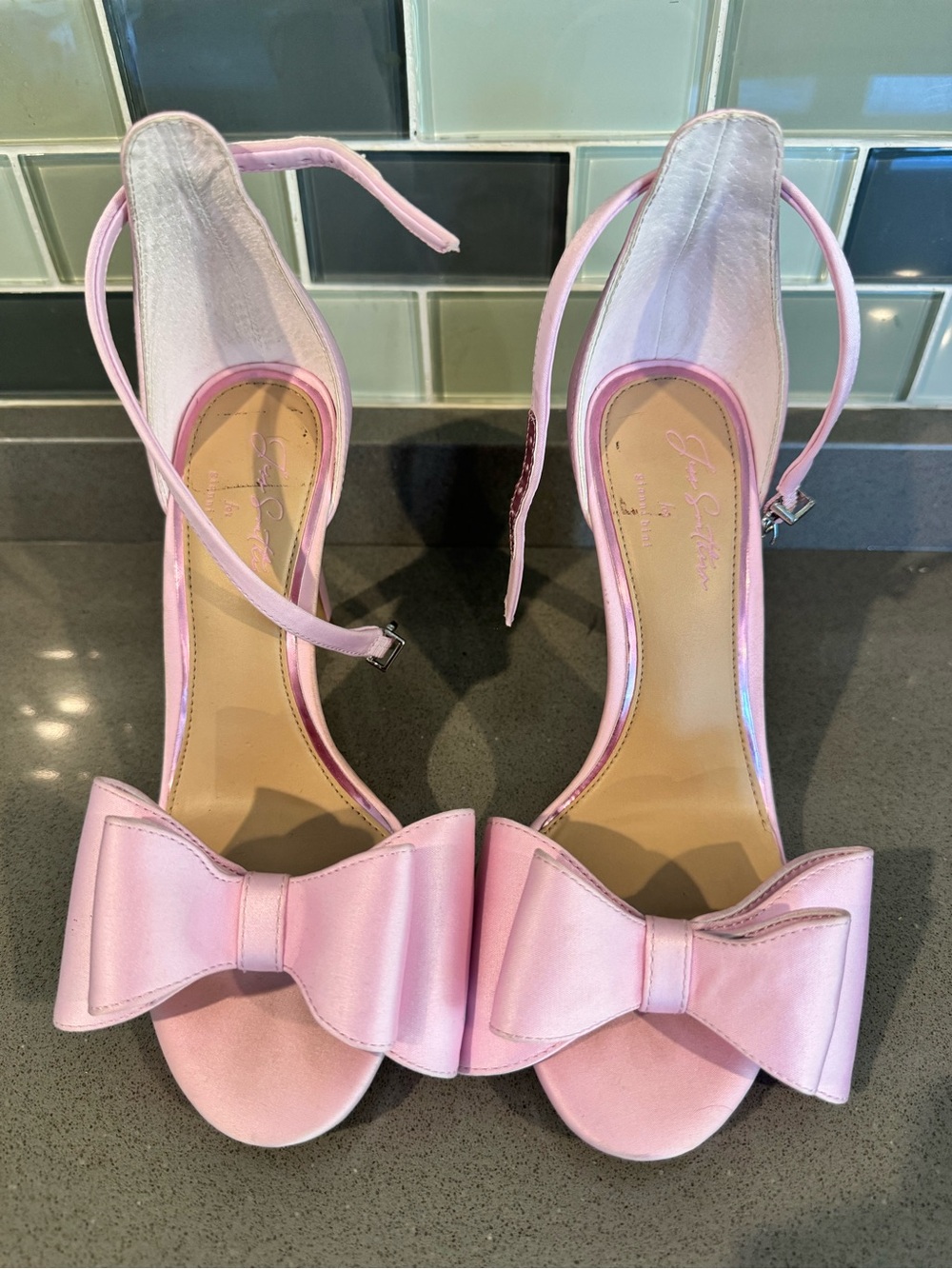 Satin Pink Bow Ankle-Strap Heels